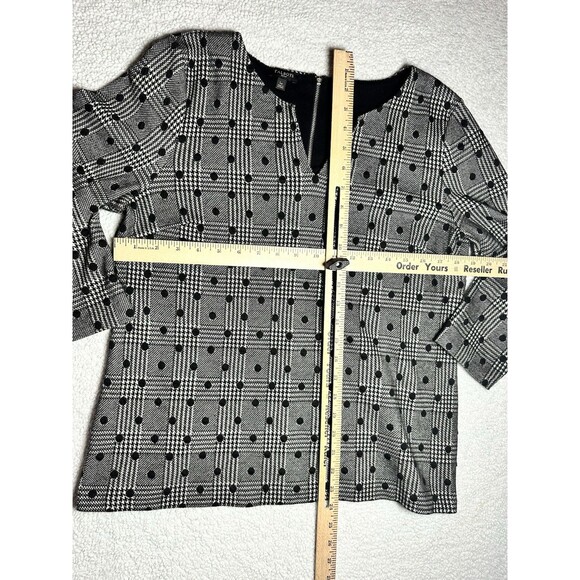 Talbots pretty Plaid Polka Dot Black L Petite Career Preppy Minimalist Work - Picture 5 of 7
